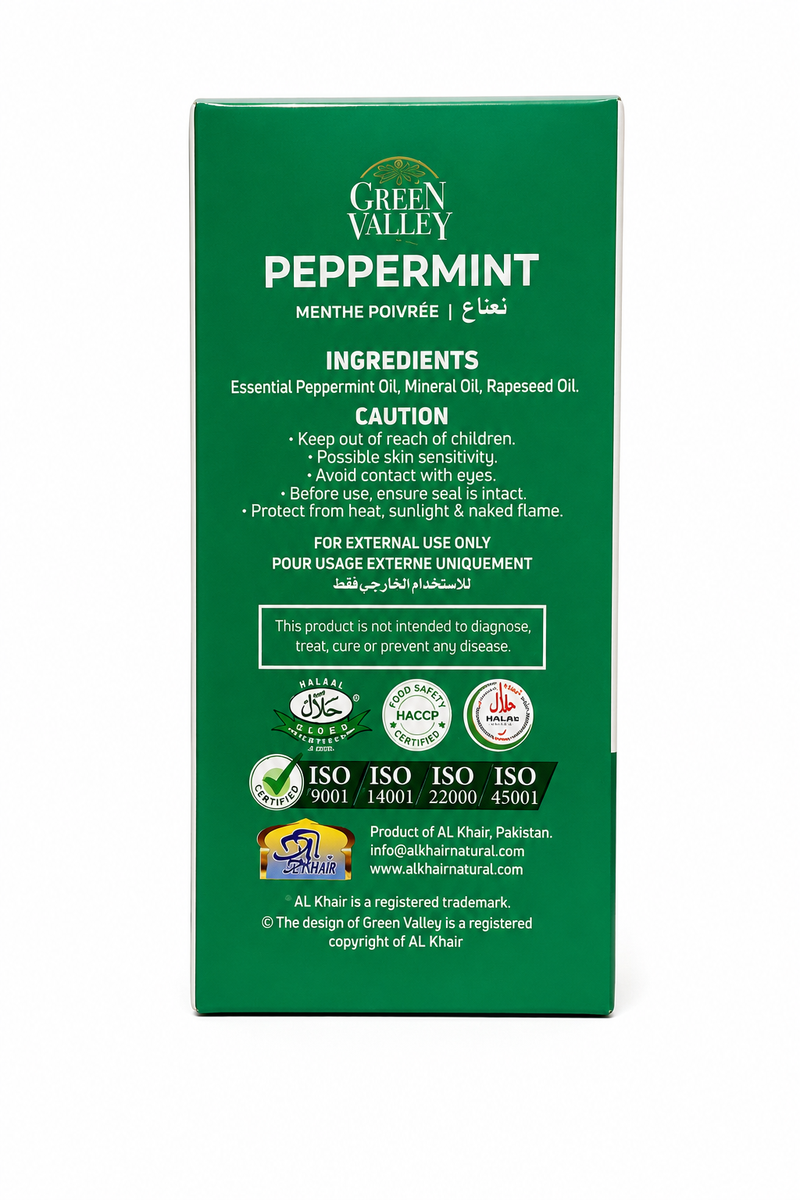 Green Valley Peppermint Essential Oil 30ml - Enriched Natural Oil for Aromatherapy, Hair, Skin & Massage