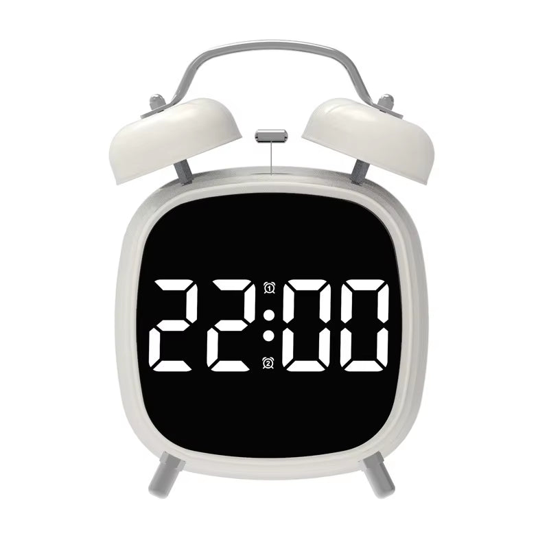 Digital Double Bell Alarm Clock with LED Display & Light-Up Table Clock – Bedside Desk Clock