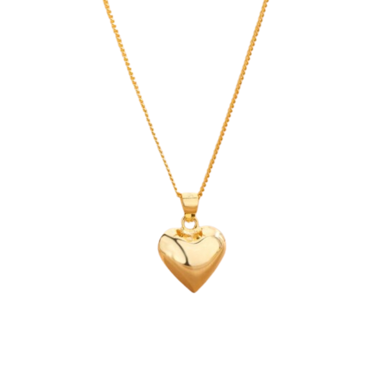 Gold-Tone Heart Shaped Pendant Necklace for Women – Elegant Fashion Jewelry