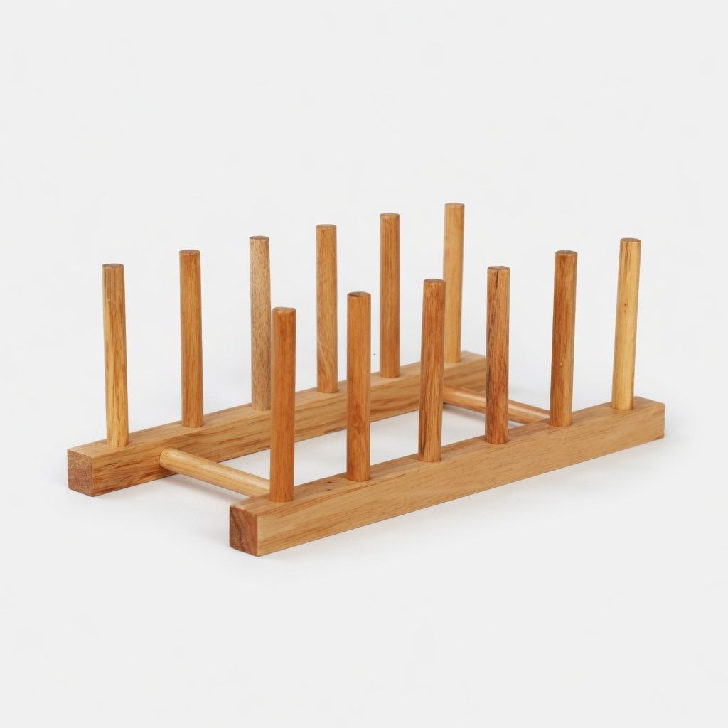 Bamboo Dish Drying Rack & Plate Drainboard Holder – Foldable Kitchen Dish Drainer and Pot Lid Organizer by Ten-Tech