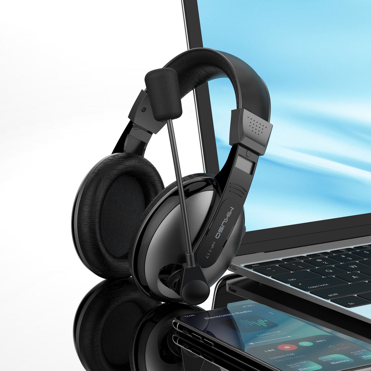 Mikuso HP-117 Wired Stereo Headset with Noise Cancelling Mic | 3.5mm Dual Jack Over-Ear Headphones for PC, Laptop, Online Classes & Gaming