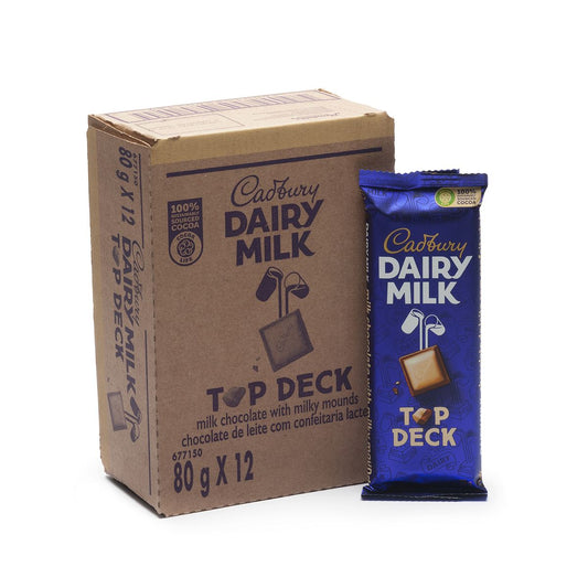 Cadbury Dairy Milk Top Deck Chocolate Slabs 80g x 12 Box | Milk & White Chocolate