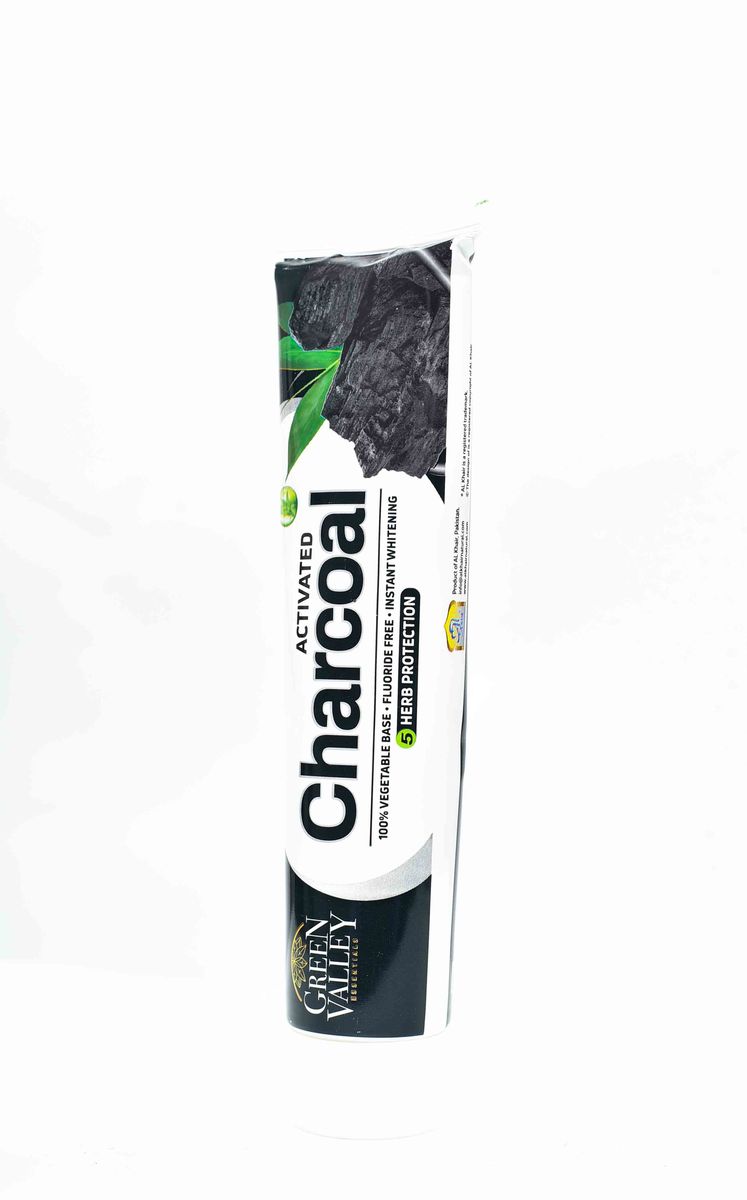 Green Valley Activated Charcoal Toothpaste 185g – Natural Teeth Whitening, Fresh Breath & Herbal Oral Care