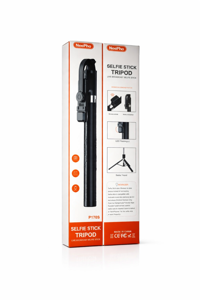 P170S Bluetooth Selfie Stick Tripod with Wireless Remote | Extendable Phone Tripod Stand for iPhone & Android