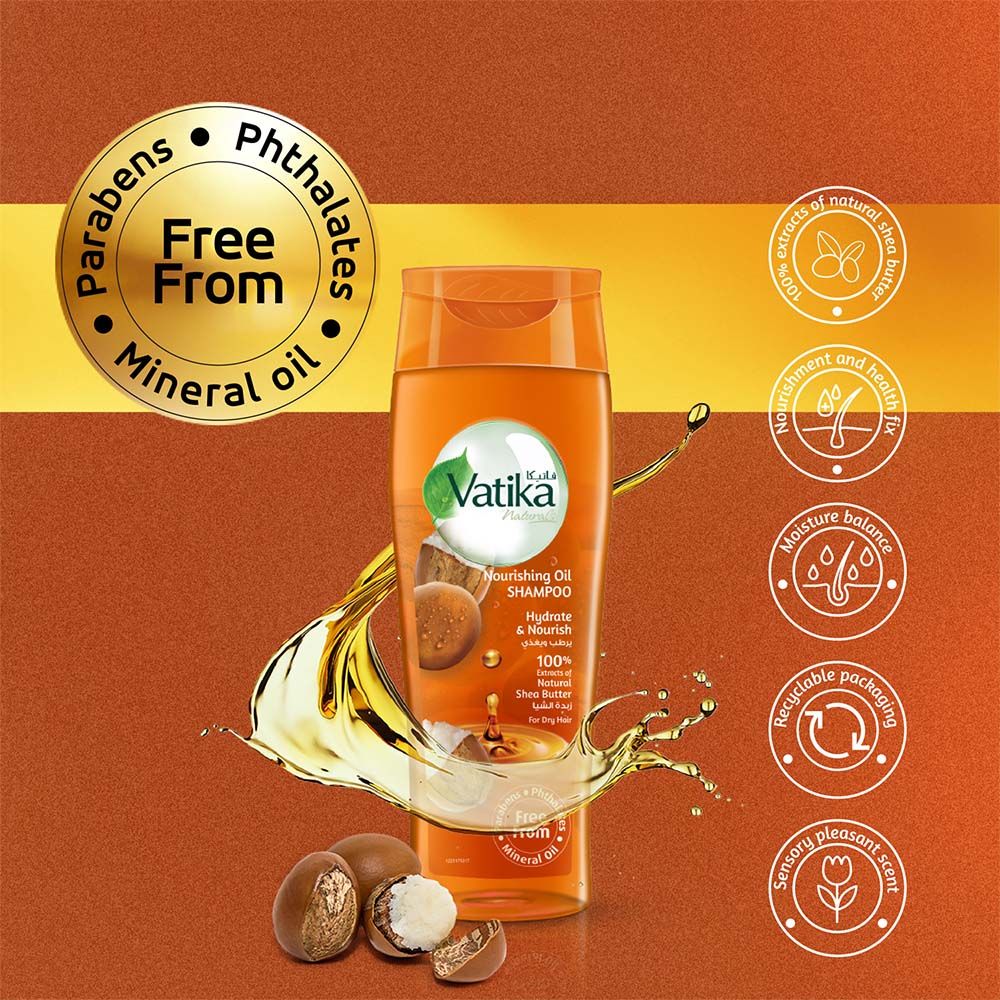 Vatika Naturals Shea Butter Nourishing Oil Shampoo 400ml | Hydrating Shampoo for Dry Hair