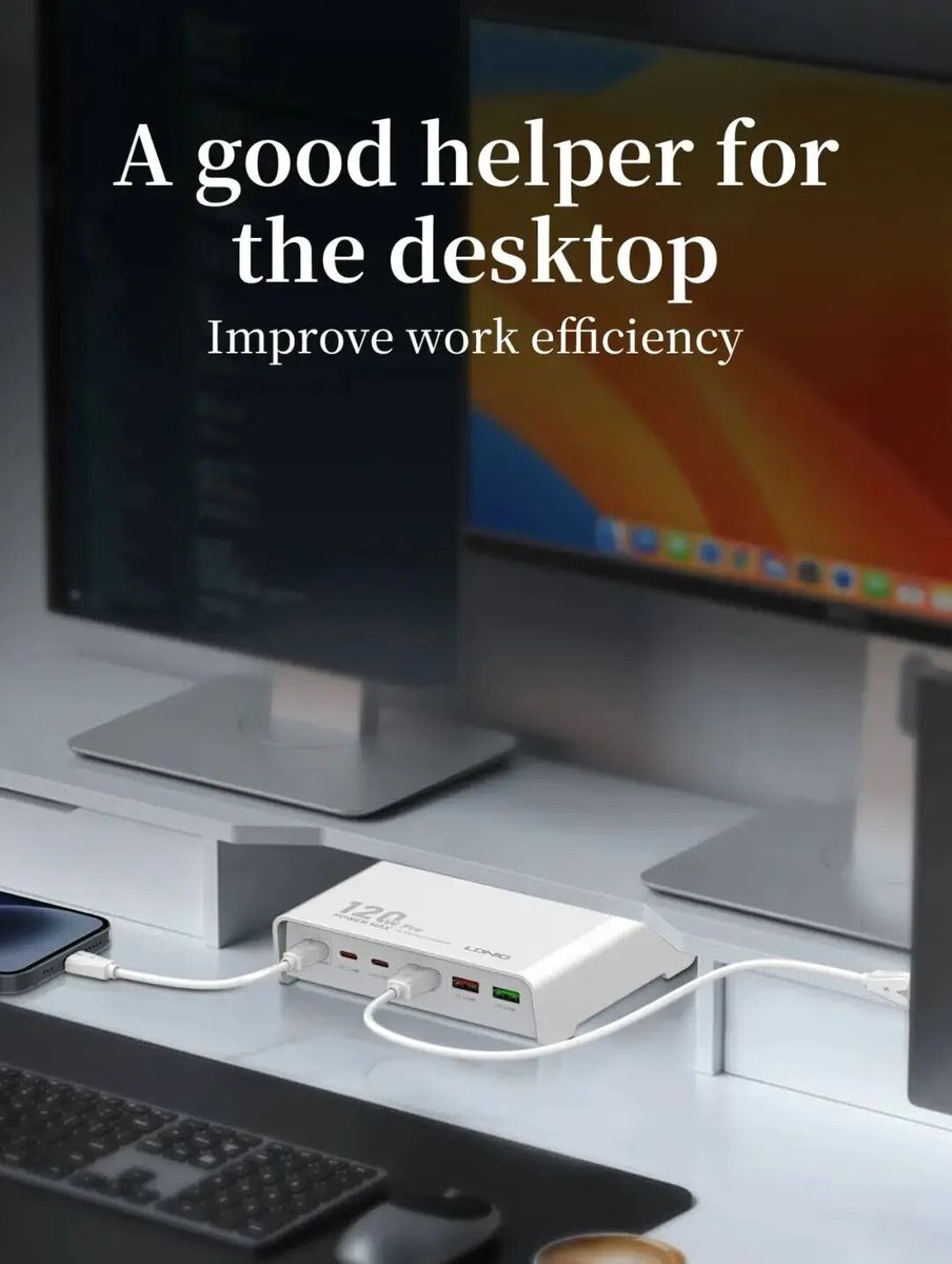 LDNIO Q605 120W GaN Desktop Charging Station 6-Port USB-C PD & USB-A Fast Charger | Black| White
