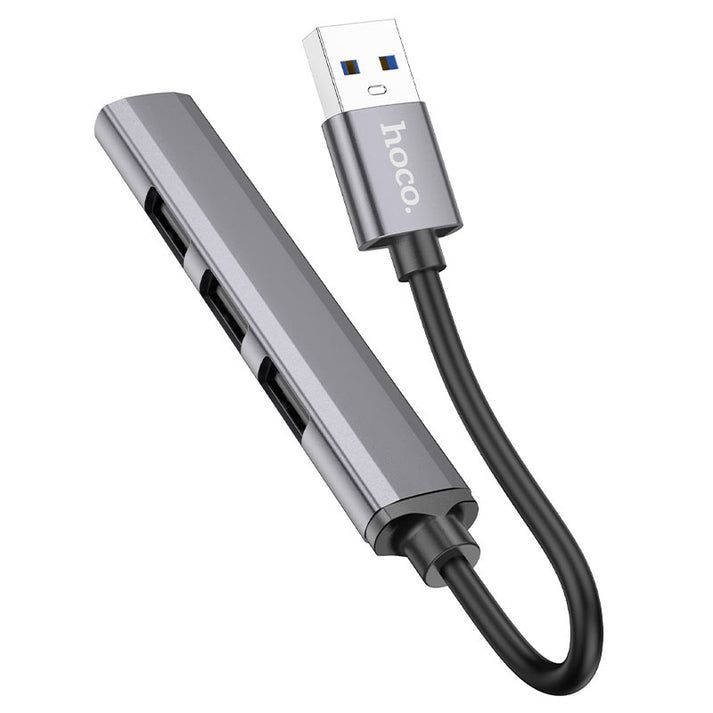HOCO HB2 4-in-1 USB Hub | High-Speed USB 3.0 Hub with 1 USB 3.0 & 3 USB 2.0 Ports for Laptop, PC & Mac