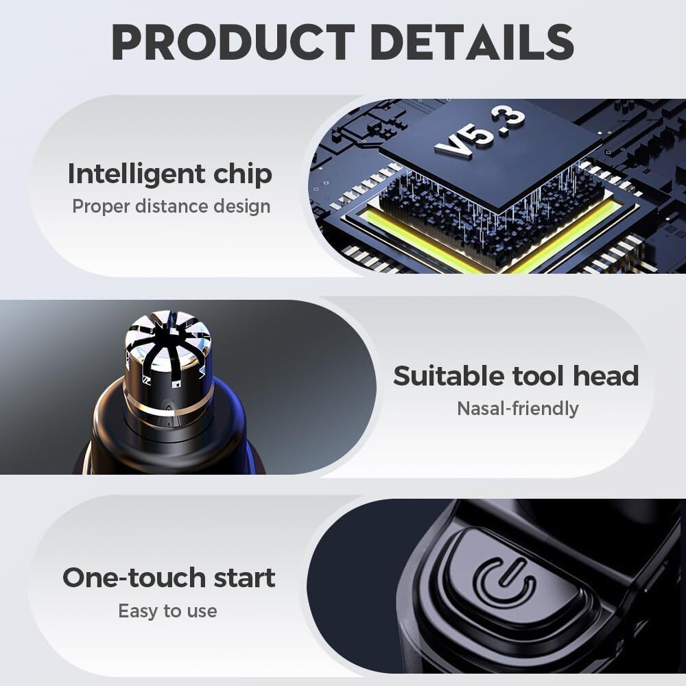 Smart Electric Nose & Ear Hair Trimmer with LED Digital Display - Rechargeable Precision Grooming Tool for Men & Women