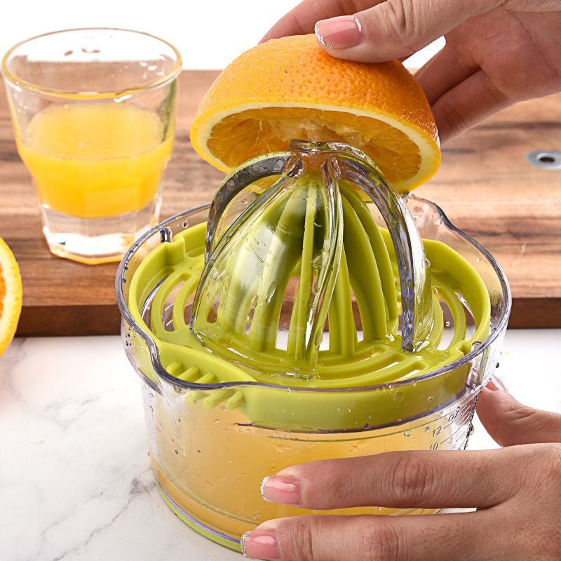 4-in-1 Manual Citrus Juicer with Measuring Cup & Grater | Lemon, Lime & Orange Juice Squeezer - Yellow Green
