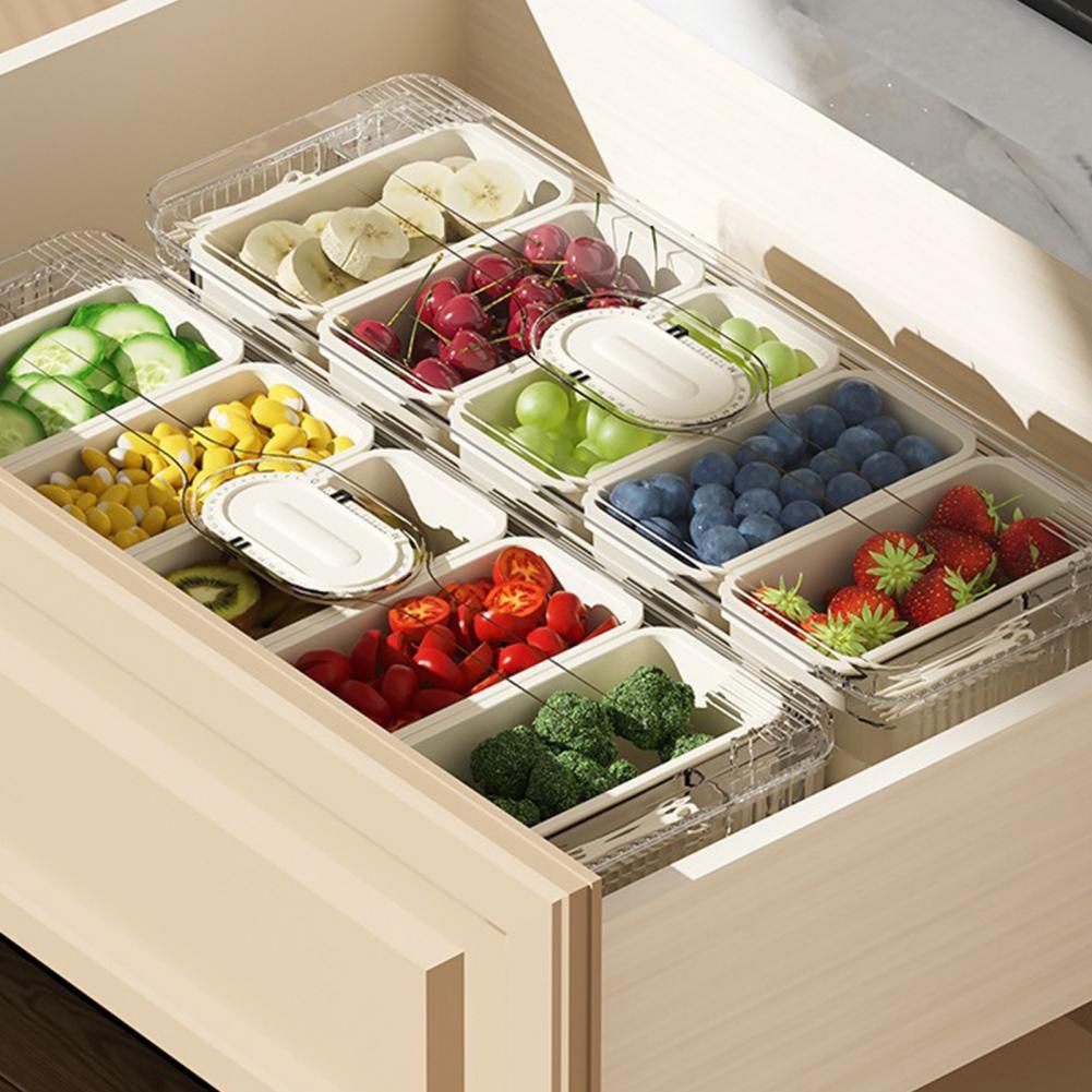 5 Grid Food Storage Container with Lid & Serving Tongs | Multi-Section Fruit, Snack & Dry Food Organizer Box