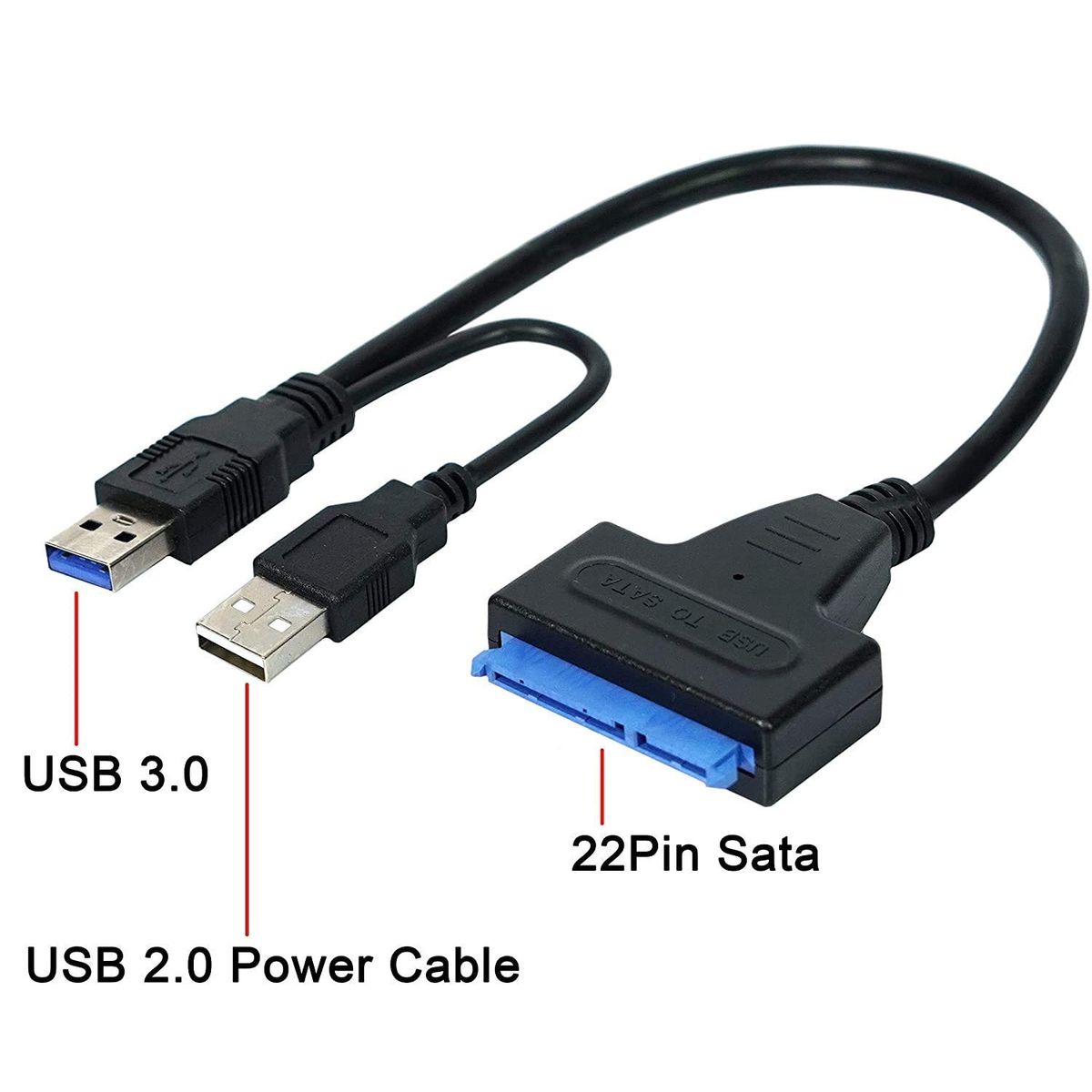 SATA to USB 3.0/2.0 Adapter Cable for 2.5 Inch SSD & HDD | SATA III Hard Drive Converter with USB Power Cable