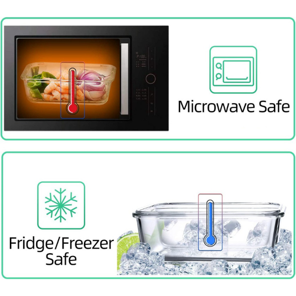 1480ml Borosilicate Glass Food Storage Container with Airtight & Leakproof Lid | BPA-Free Meal Prep Lunch Box