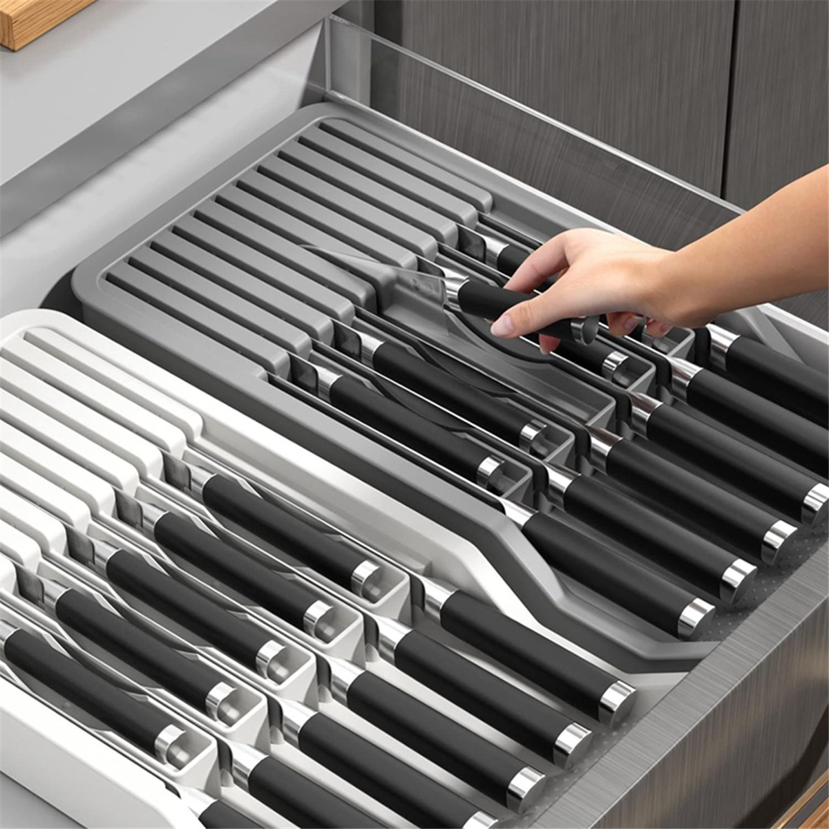 Expandable Kitchen Knife Drawer Organizer Tray | Cutlery & Utensil Storage Holder Insert