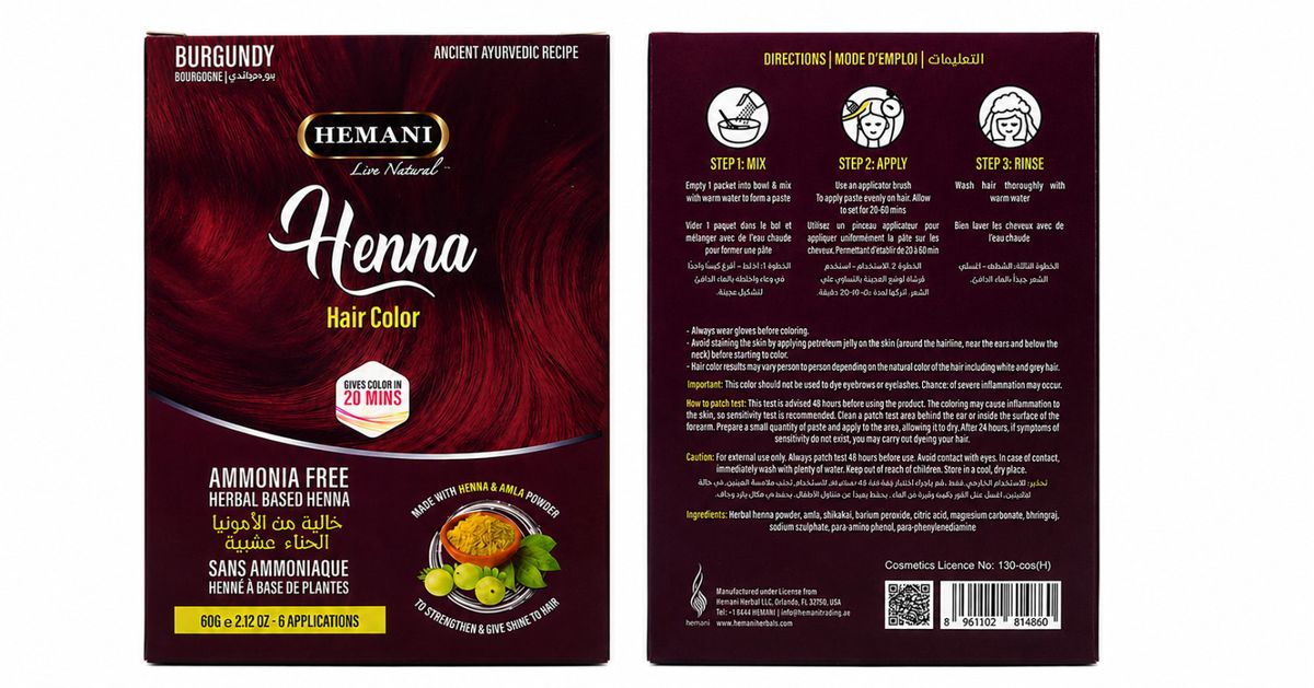Hemani Black Henna Hair Colour 60g – Ammonia-Free Herbal Hair Dye with Amla