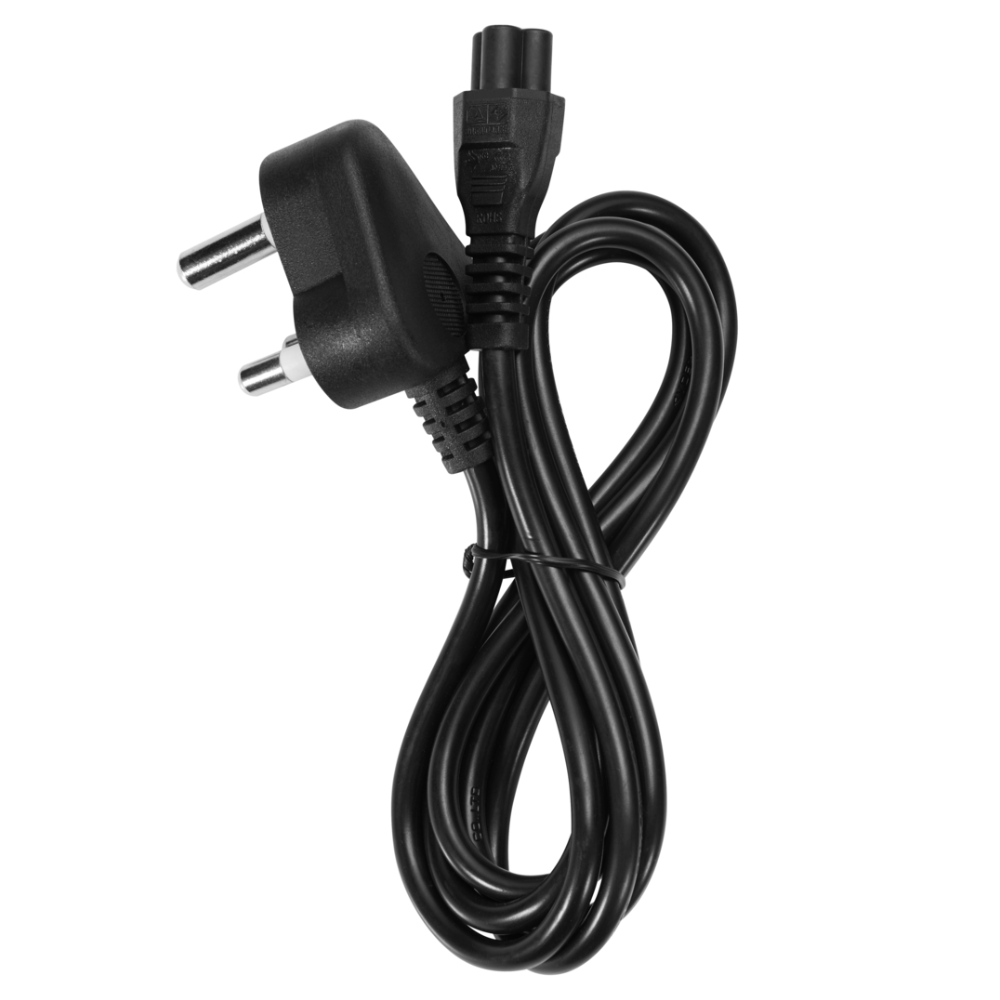 South African 3-Pin Plug to IEC C5 Cloverleaf Laptop Power Cable 1 Metre | Type M to C5 Power Cord for Laptop Chargers, Projectors & Monitors