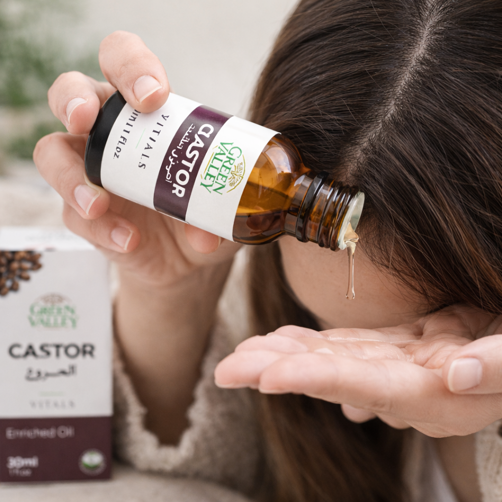 Green Valley Castor Oil 30ml – Enriched Natural Castor Oil for Hair Growth, Eyelashes, Eyebrows & Skin Care