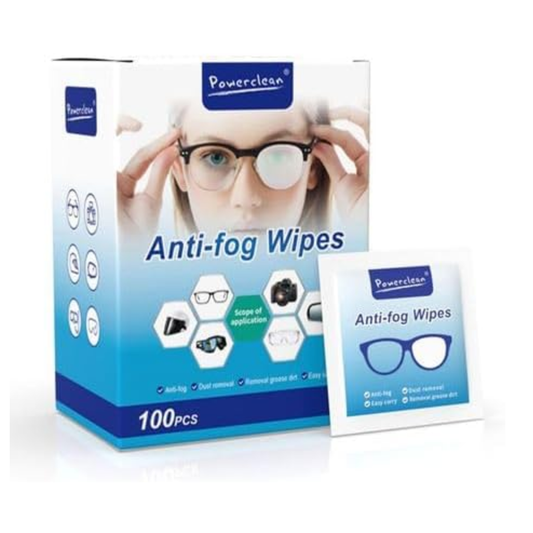 Powerclean Anti-Fog Lens Cleaning Wipes | Individually Wrapped Lens & Screen Wipes – 100 Pack