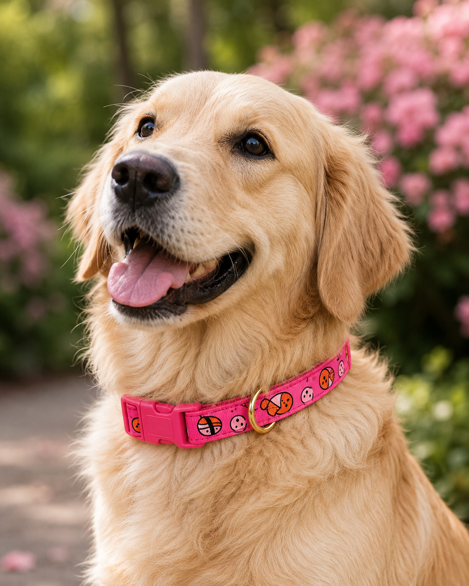 Adjustable Dog Collar 2.5cm Wide with Quick-Release Buckle & Metal D-Ring – Comfortable Puppy & Dog Collar