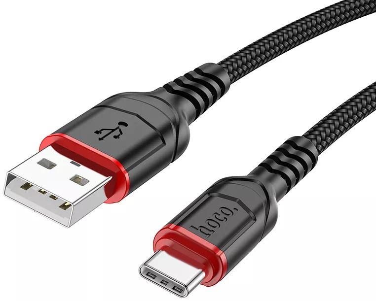 HOCO X59 Victory USB to USB-C Fast Charging Cable 3A 3M | Nylon Braided Type-C Charging & Data Sync Cable - Black