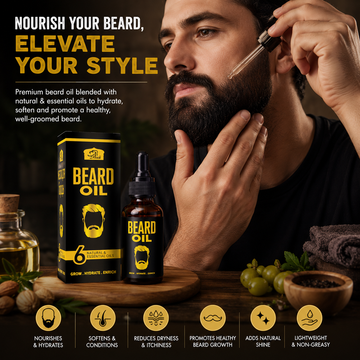 AL Khair Beard Oil 30ml - Natural Beard Growth, Softening & Conditioning Oil for Men