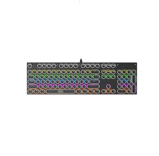 XO KB-07 RGB Mechanical Gaming Keyboard | 104-Key Full Size USB Wired Keyboard | Rainbow Backlit | Black / White