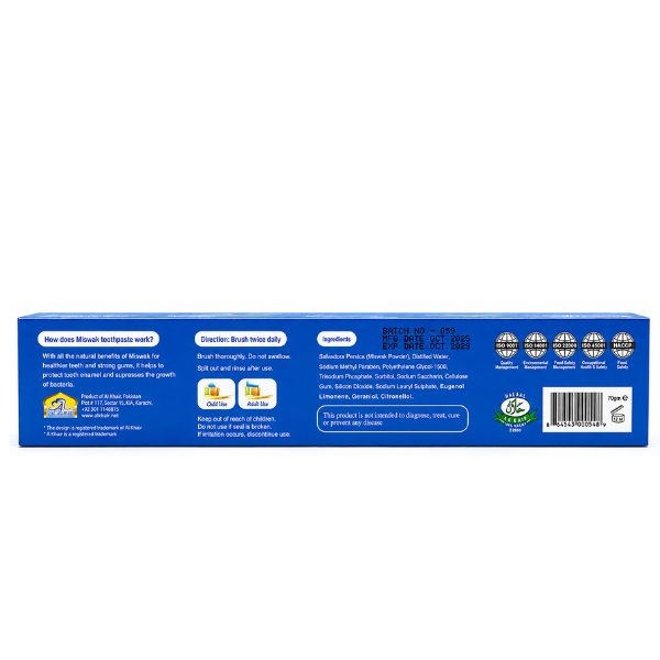 Al Khair 2 Pack Miswak Oral Care Set – 2 × 70g Fluoride-Free Toothpaste & 2 Natural Miswak Sticks