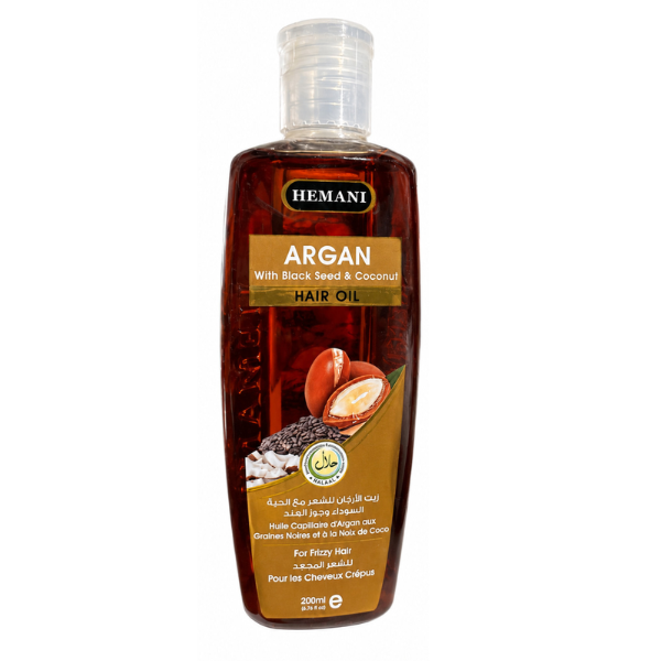 Hemani Argan with Black Seed & Coconut Hair Oil 200ml | Deep Nourishing Hair Oil for Strong, Smooth & Healthy Hair