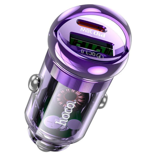 HOCO Z53 30W PD Fast Car Charger | USB-C & USB-A Metal Car Charging Adapter for iPhone, Samsung & Android