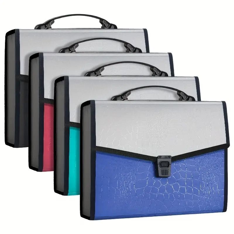 Portable A4 Expanding Document Folder with Handle & Lock | 13 Pocket Accordion File Organizer