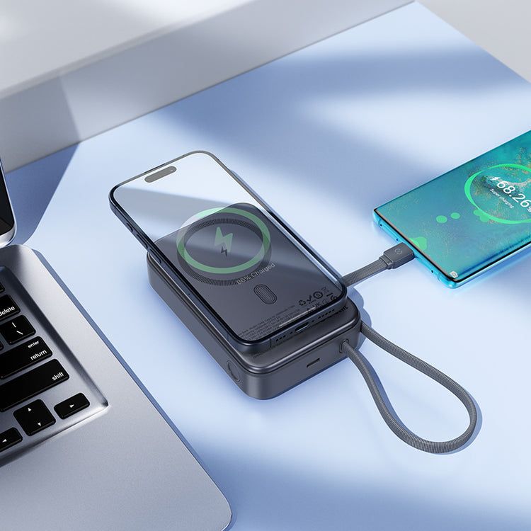 HOCO Q44A 20000mAh 45W Magnetic Wireless Power Bank | MagSafe Compatible | Built-in USB-C Cable | Qi Fast Charging