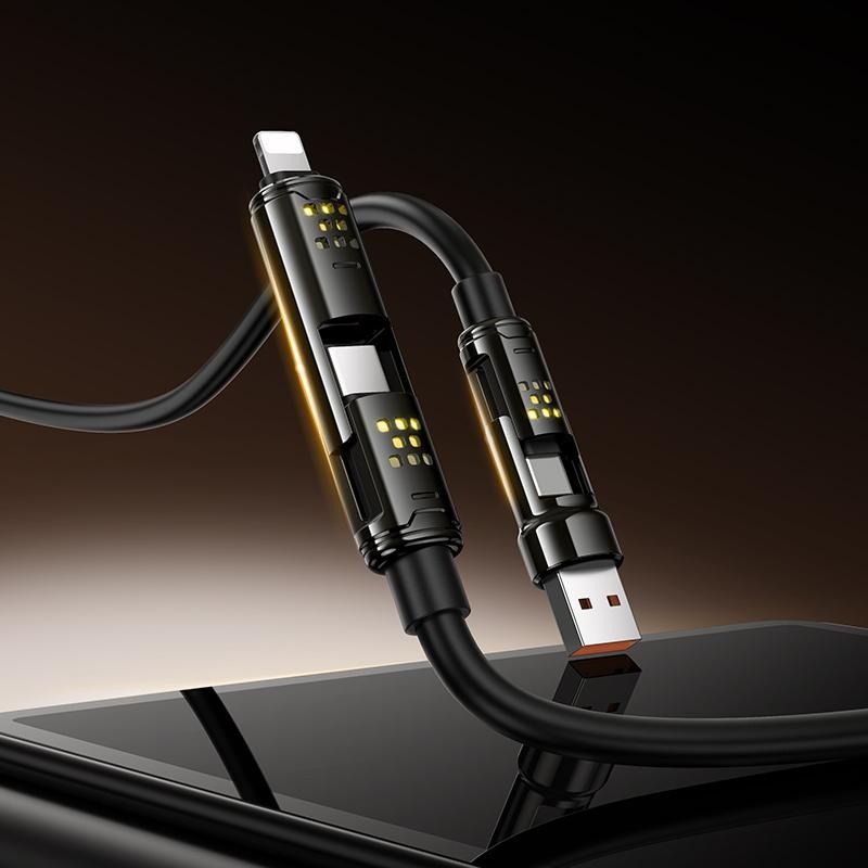 240W 4-in-1 LED Fast Charging & Data Cable | USB-A/USB-C to USB-C & Lightning Multi Charging Cable (1.2M)
