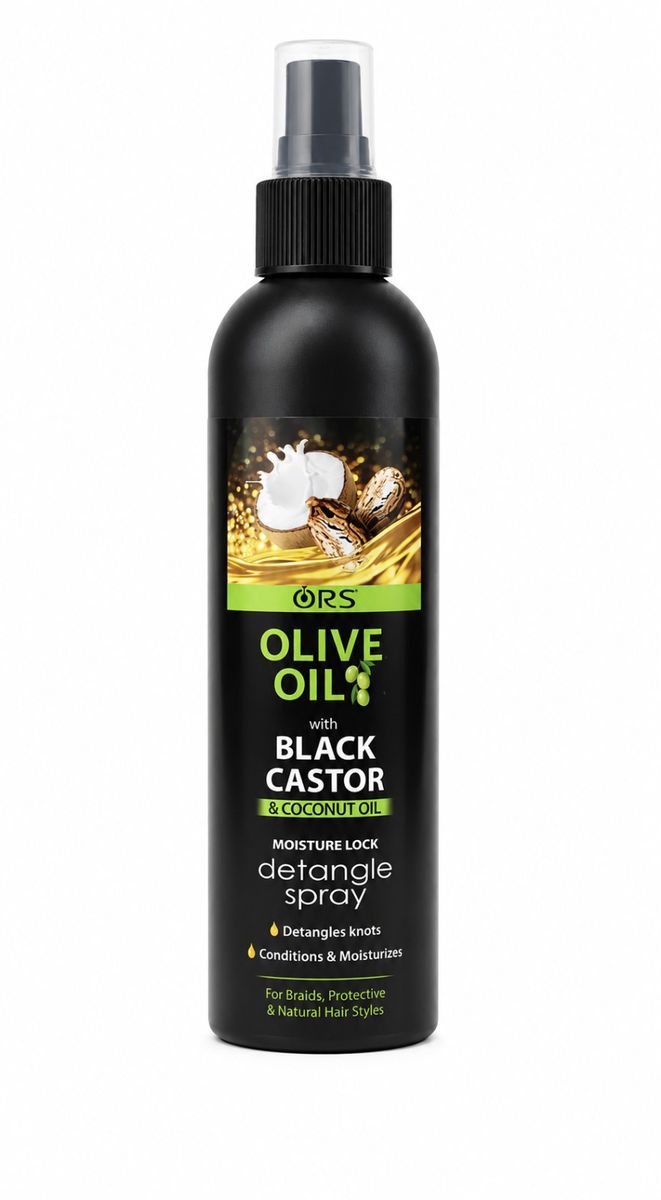 ORS Olive Oil Detangle Spray with Black Castor Oil & Coconut Oil | Moisture Lock Leave-In Hair Detangler | 250ml