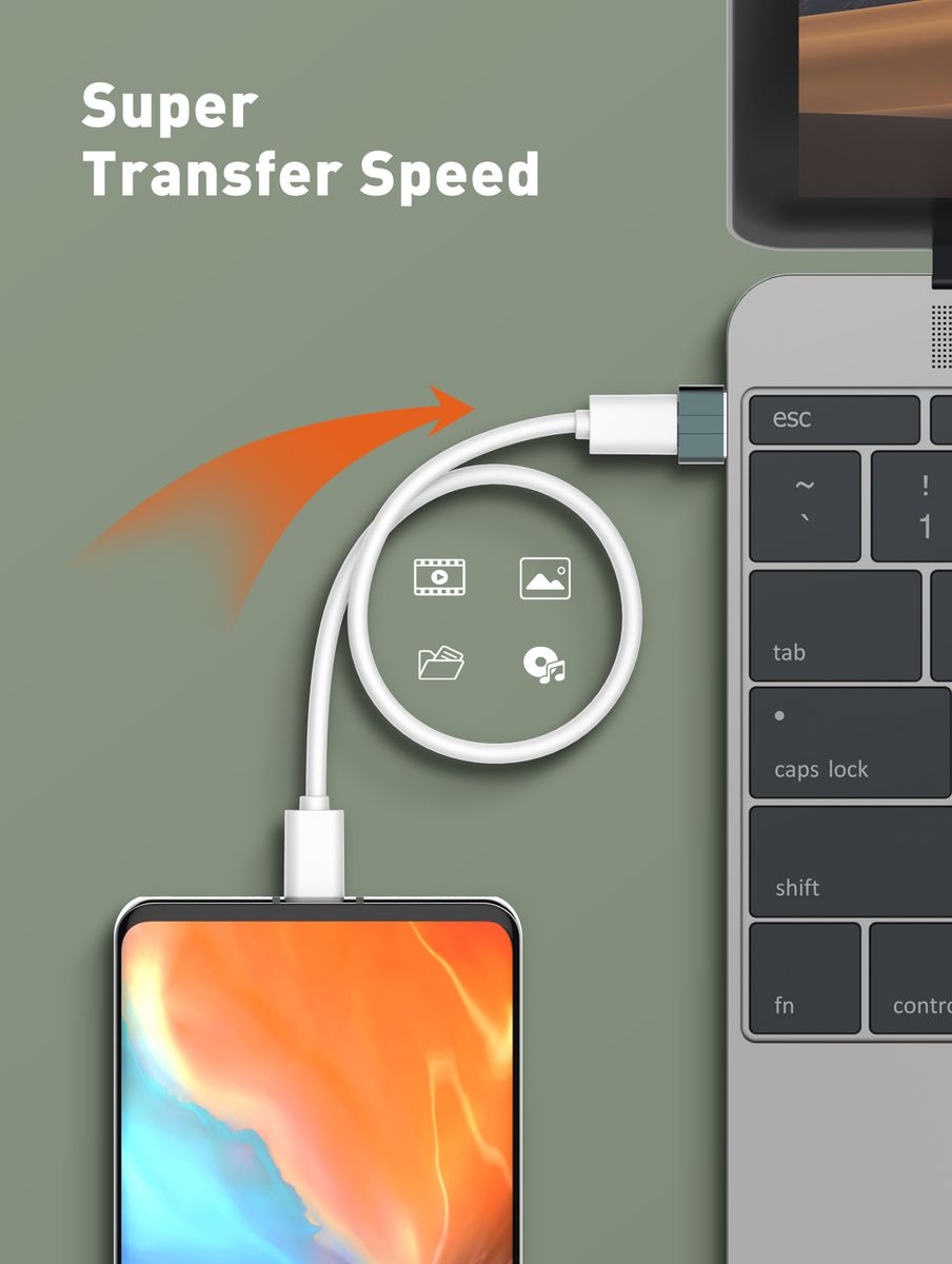 USB Type-C Female to USB-A Male OTG Adapter | USB-C Fast Data Transfer Converter for Laptop, PC & Charger