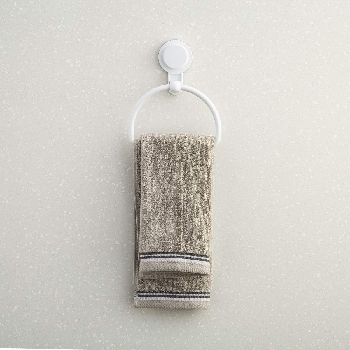 Bathlux Half-Ring Towel Rack with Suction Cup | No-Drill Wall Mounted Bathroom Towel Holder (30145)