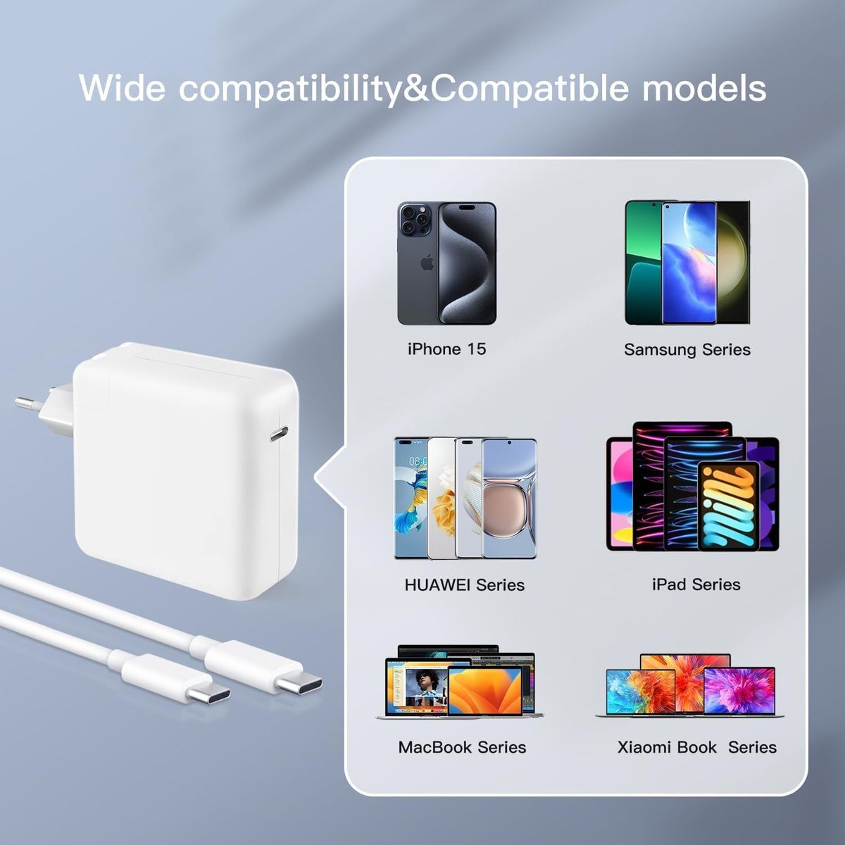 96W USB-C Charger for MacBook Pro & MacBook Air | Fast USB-C Power Adapter with USB-C Charging Cable