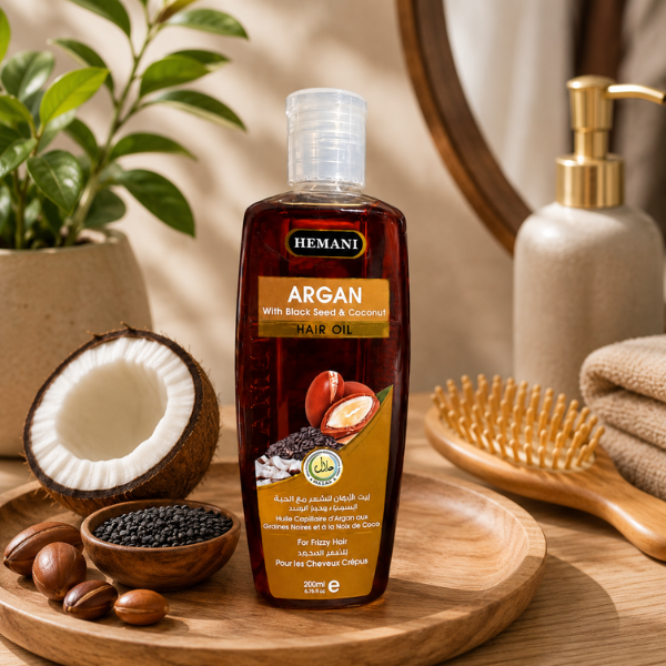 Hemani Argan with Black Seed & Coconut Hair Oil 200ml | Deep Nourishing Hair Oil for Strong, Smooth & Healthy Hair