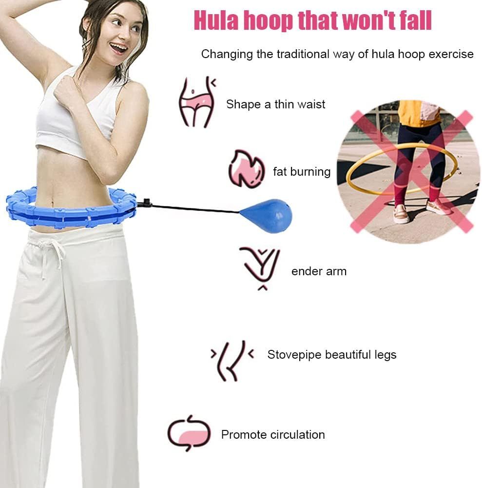 24 Knots Smart Weighted Hula Hoop for Adults – Adjustable Detachable Fitness Hoop for Waist Exercise & Home Workout – Blue