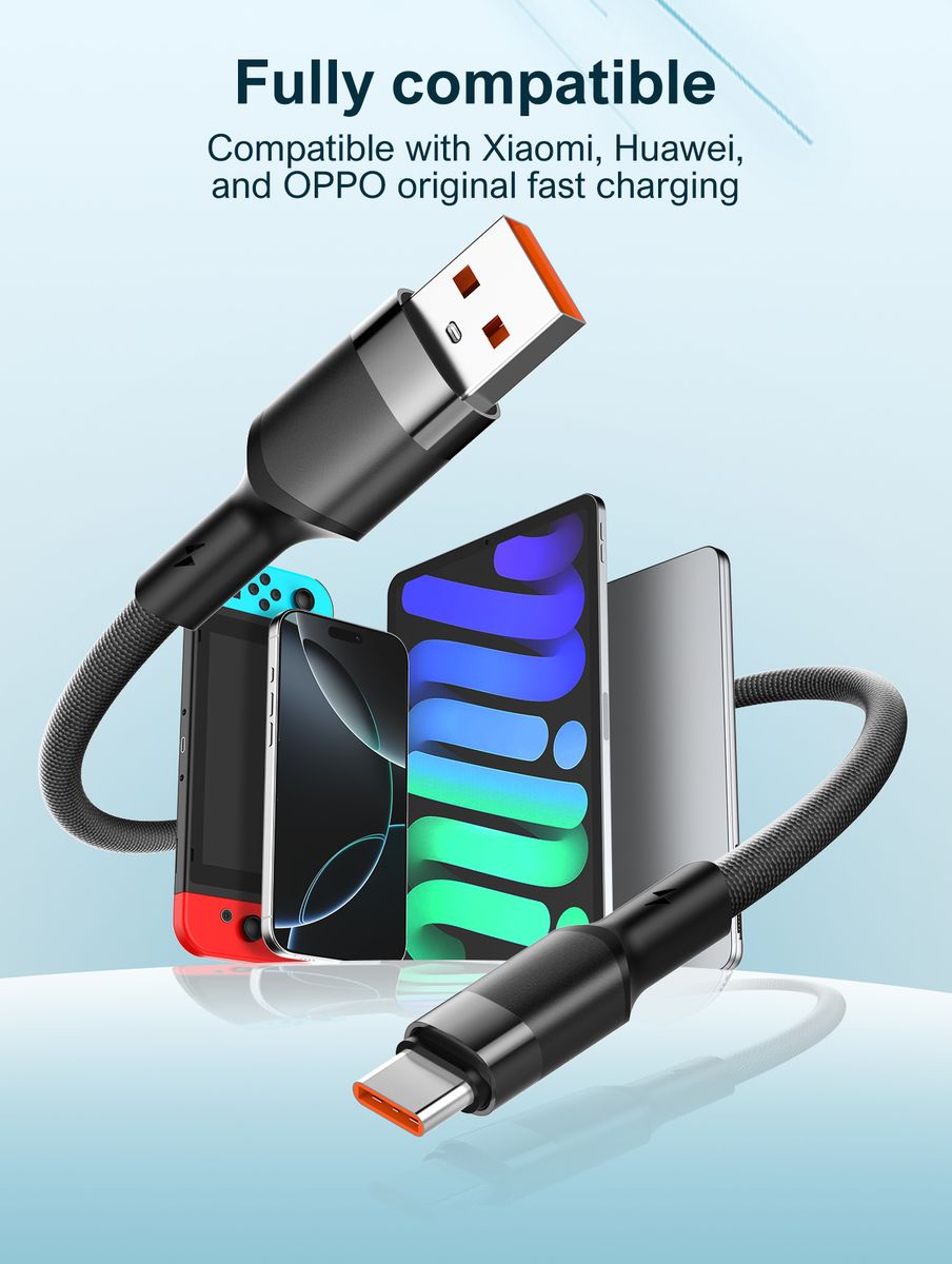 LDNIO LS351Q USB-A to USB-C 120W Fast Charging & Data Cable 1M | Braided Type-C Charging Cable