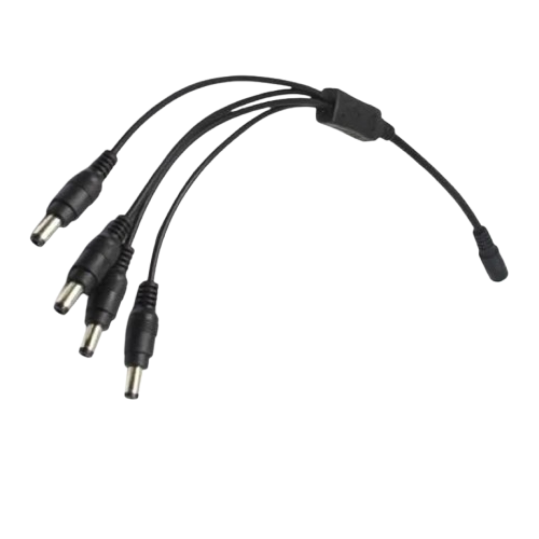 1-to-4 DC Power Splitter Cable for CCTV Cameras LED Lights and Devices