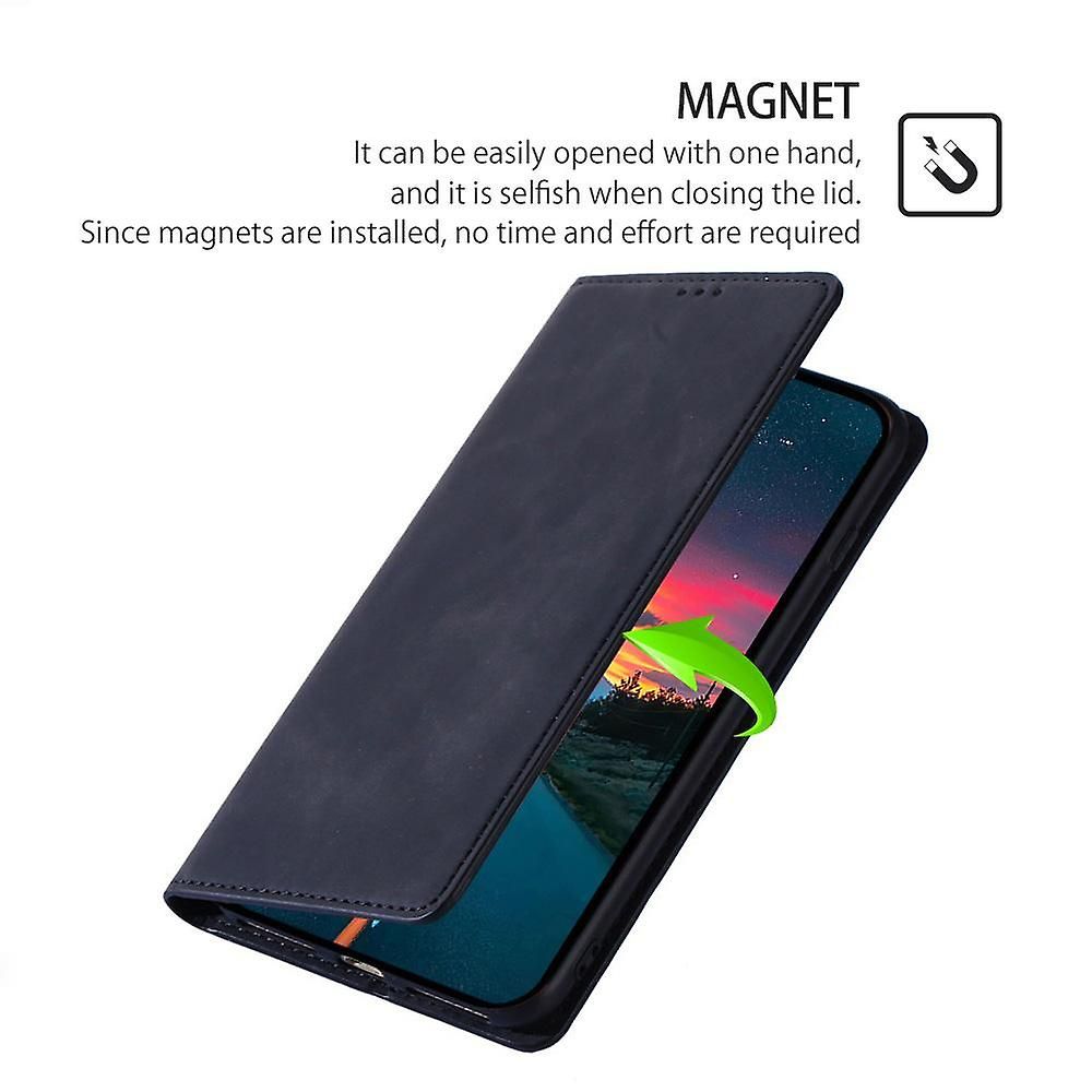 Magnetic Flip Leather Wallet Case for Samsung Galaxy A56 5G | Card Holder Stand Cover with RFID Protection - Black / Blue