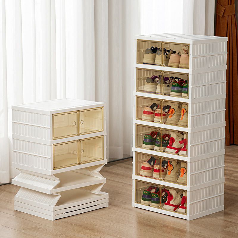 6 Layer Shoe Storage Cabinet | Foldable Plastic Shoe Rack Organizer with Transparent Drawers for Home & Bedroom