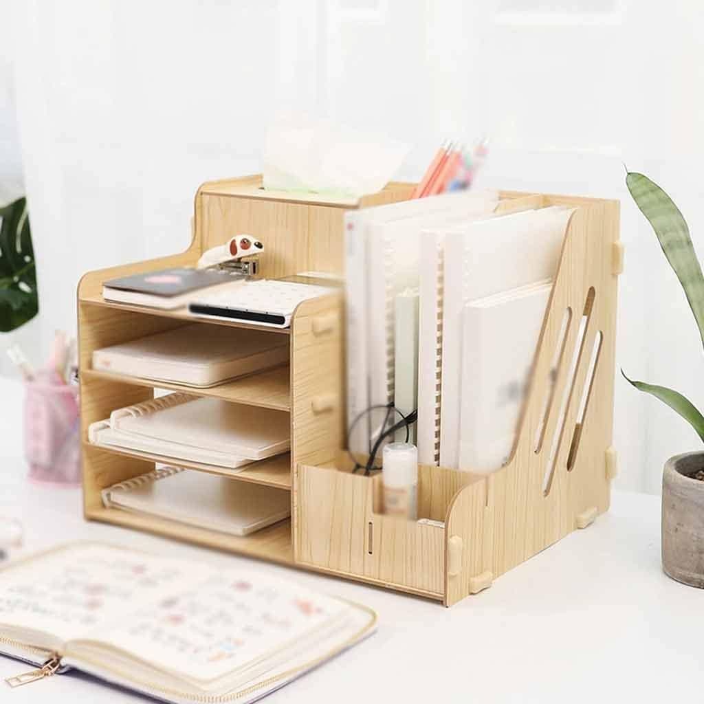 Multipurpose Wooden Desk Organizer & File Document Holder – Office, School & Home Storage Rack
