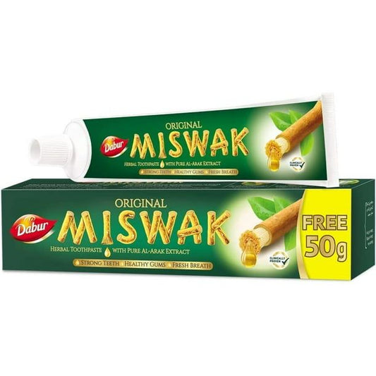 Dabur Original Miswak Herbal Toothpaste 170g x 2 Pack | Natural Al-Arak Extract Toothpaste for Healthy Gums & Fresh Breath