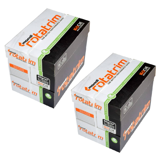 Mondi Rotatrim A4 White Copy Paper 80 GSM - Twin Box (10 Reams | 5,000 Sheets) | Premium Multipurpose Printer Paper