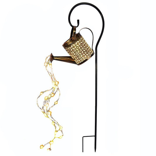 Outdoor Solar Watering Can Garden Light with LED Fairy String Lights | Waterproof Decorative Landscape Stake Lamp