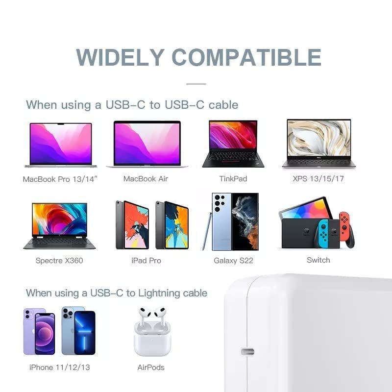 87W USB-C Charger for MacBook Pro | USB-C Fast Charging Power Adapter with 2M USB-C to USB-C Cable