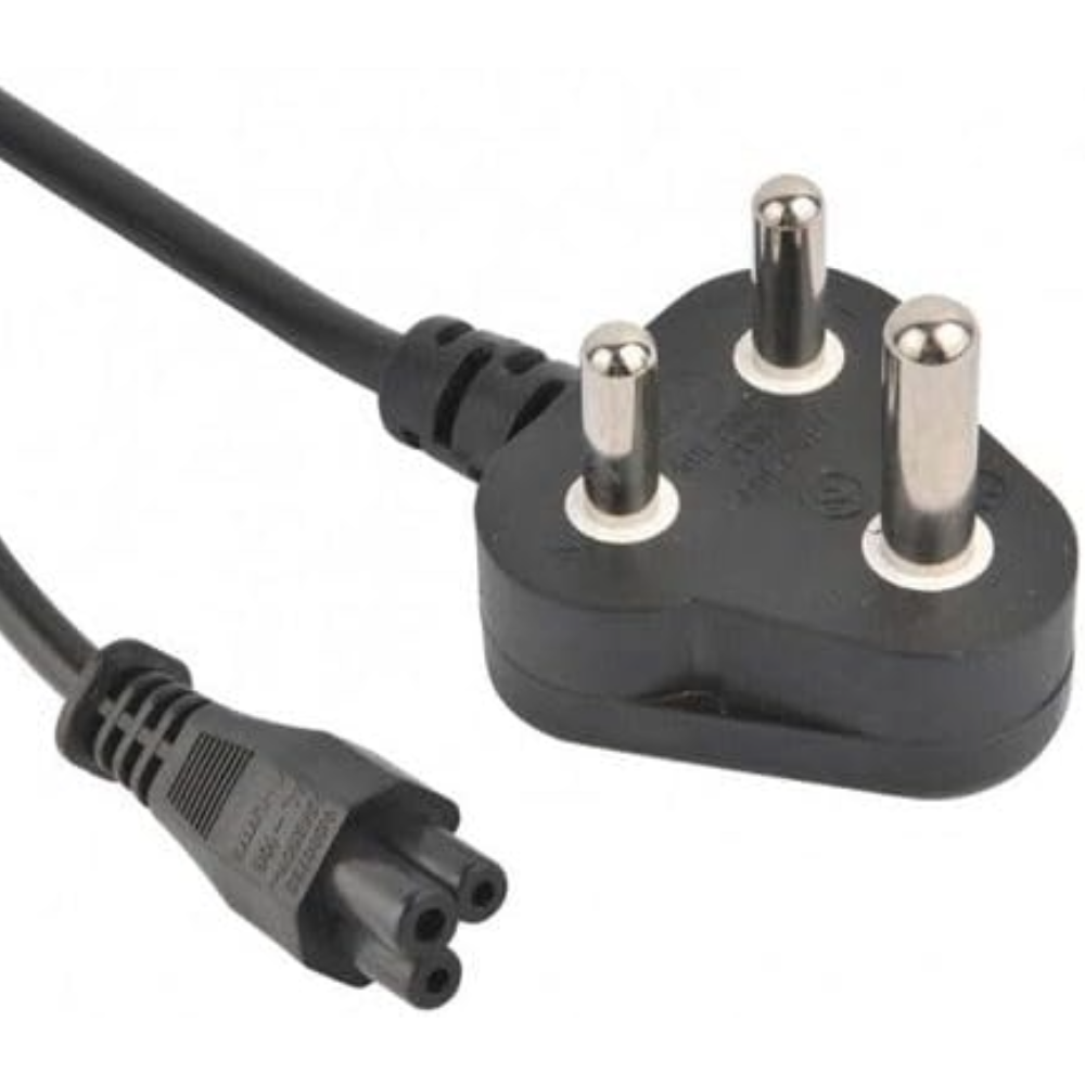 South African 3-Pin Plug to IEC C5 Cloverleaf Laptop Power Cable 1 Metre | Type M to C5 Power Cord for Laptop Chargers, Projectors & Monitors