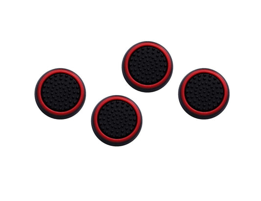 4 Pack Silicone Thumb Grip Caps for PS4 & Xbox Controllers – Anti-Slip Analog Stick Covers, Red & Black