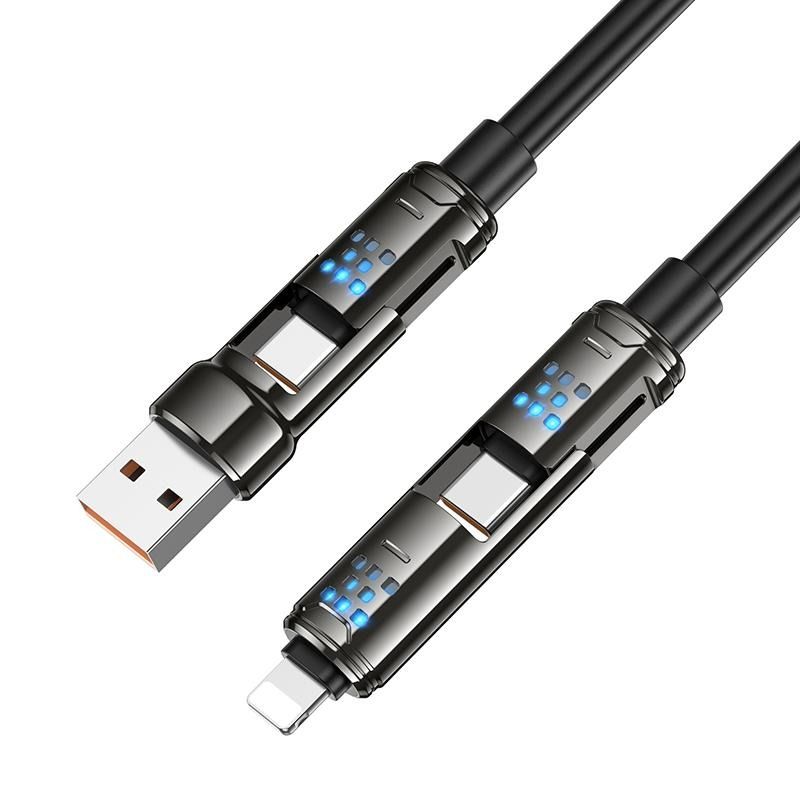 240W 4-in-1 LED Fast Charging & Data Cable | USB-A/USB-C to USB-C & Lightning Multi Charging Cable (1.2M)