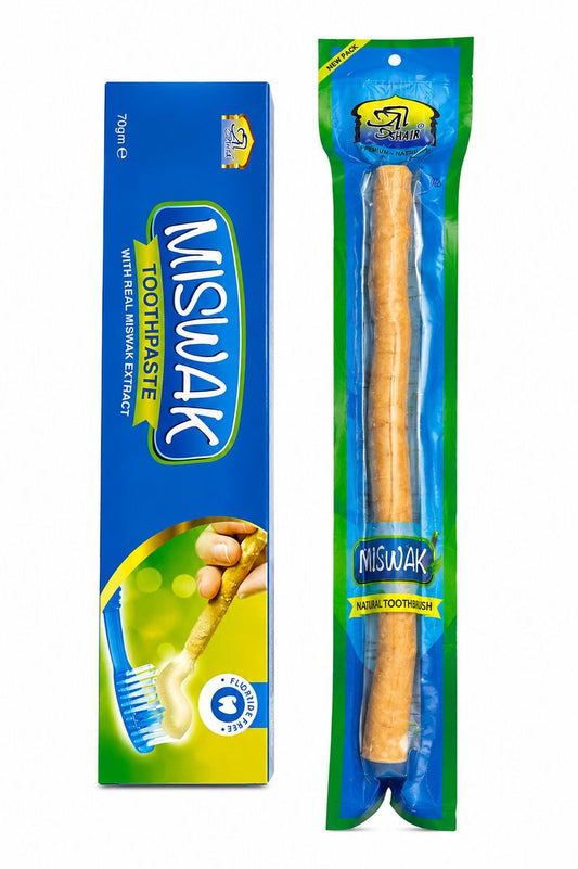 Miswak Oral Care Set – Fluoride-Free Toothpaste with Real Miswak Extract & Natural Miswak Toothbrush